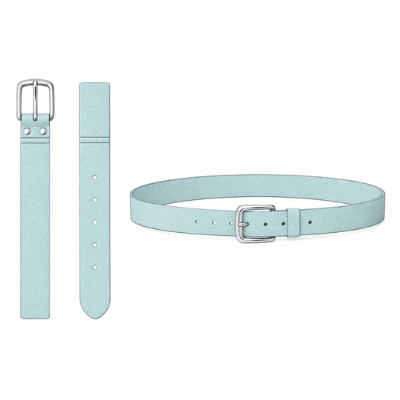 Baby blue premium leather belt