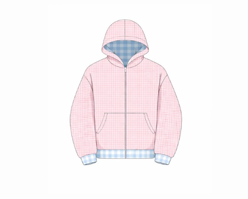 Plaid reverseble zip up